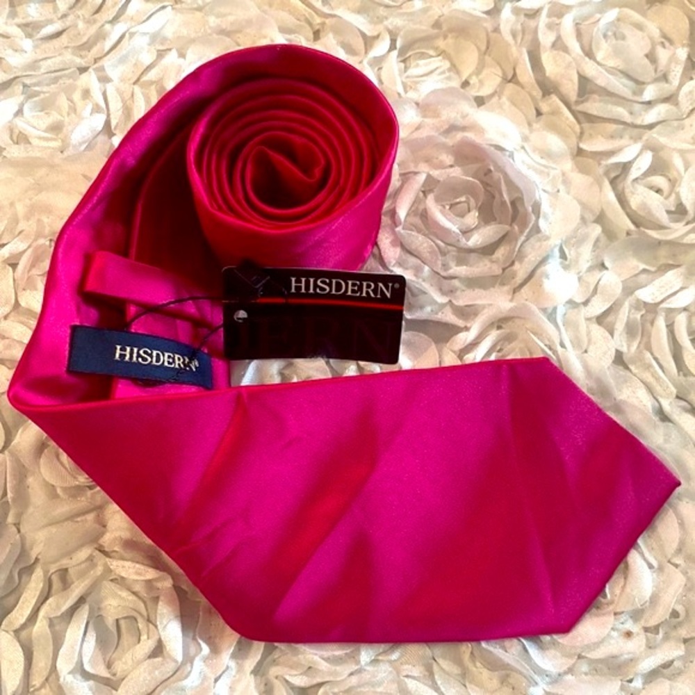 New Hisdern mens bright fuchsia tie
